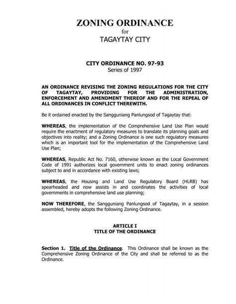 Ordinance No. 14 Series of 2015 A ZONING ORDINANCE .